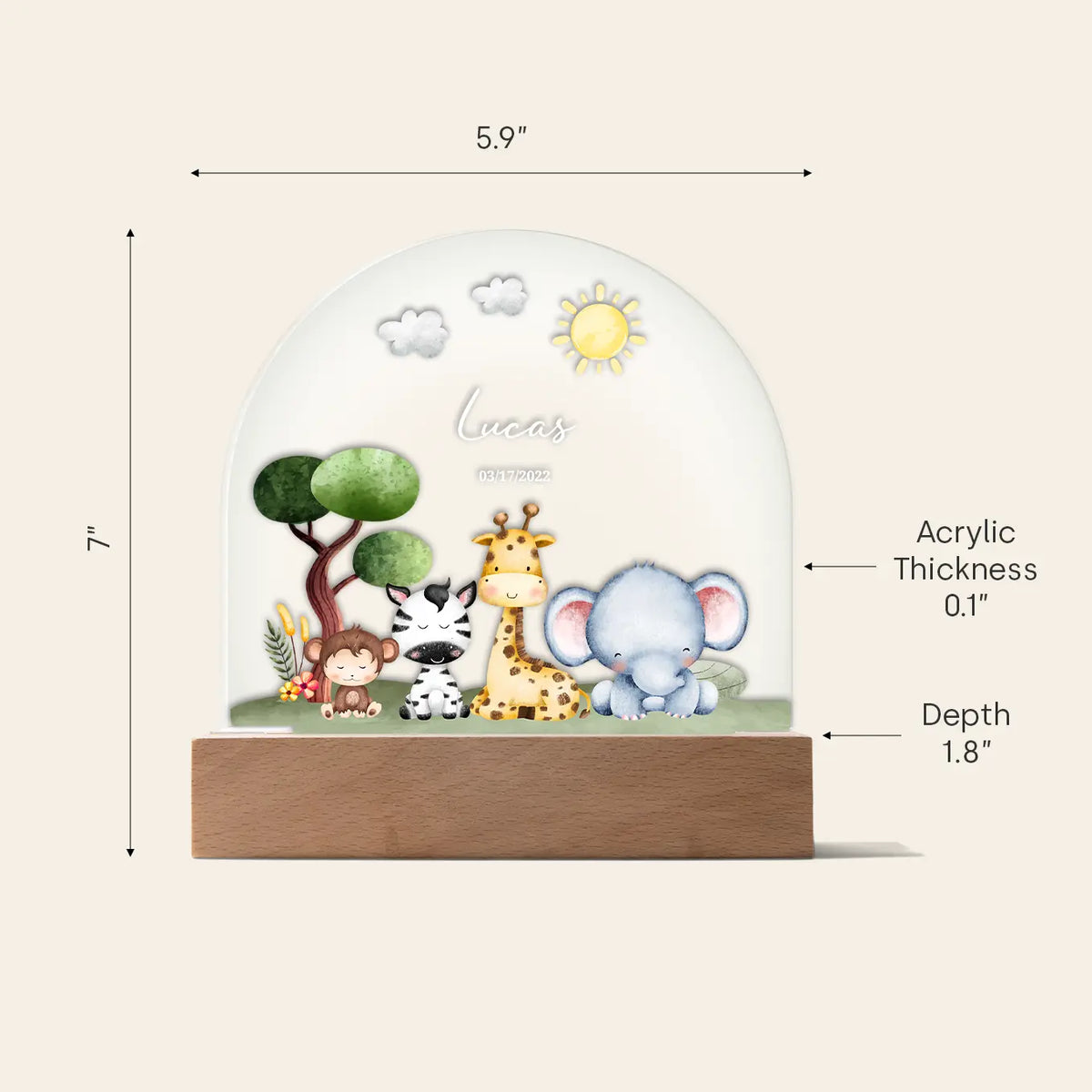 Personalized Night Light "Safari"