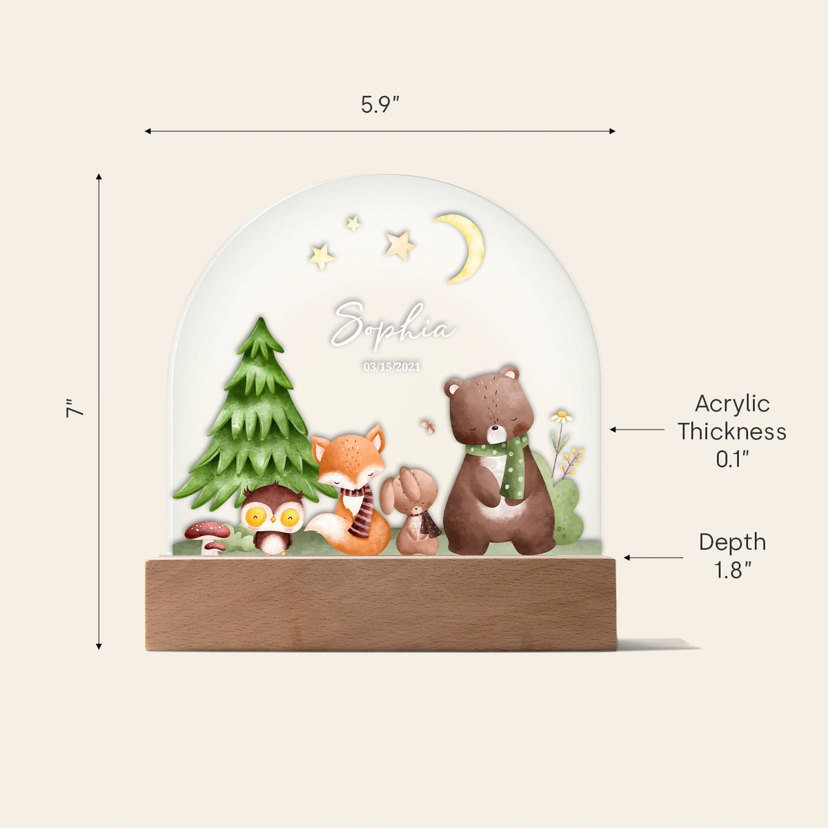 Personalized Night Light "Forest Animals" — View 9