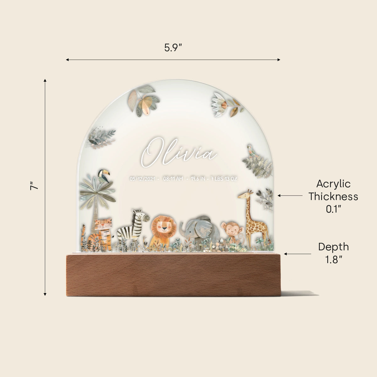 Personalized Night Light "Safari Animals" — View 10