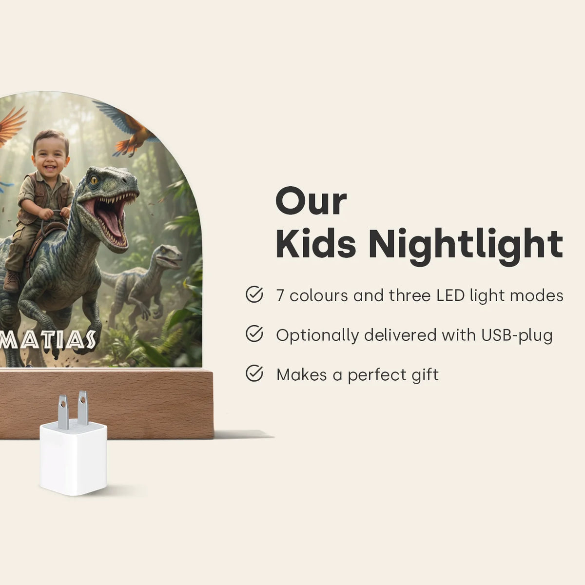 Personalized Night Light "Dino" — View 7