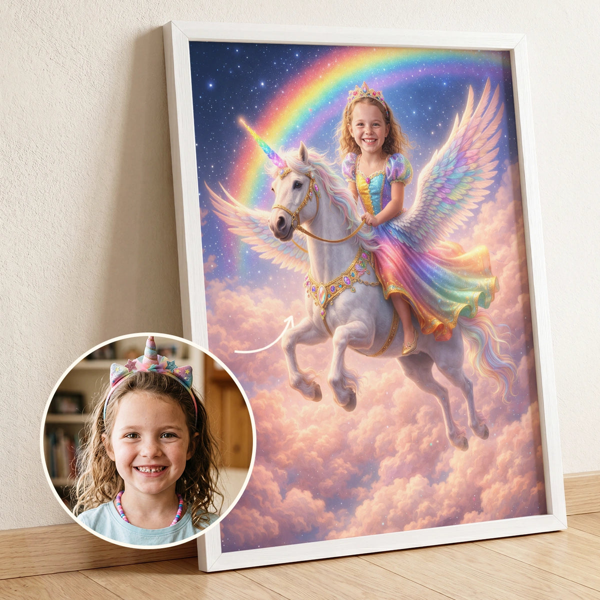 Personalized "Flying Unicorn Princess" Poster