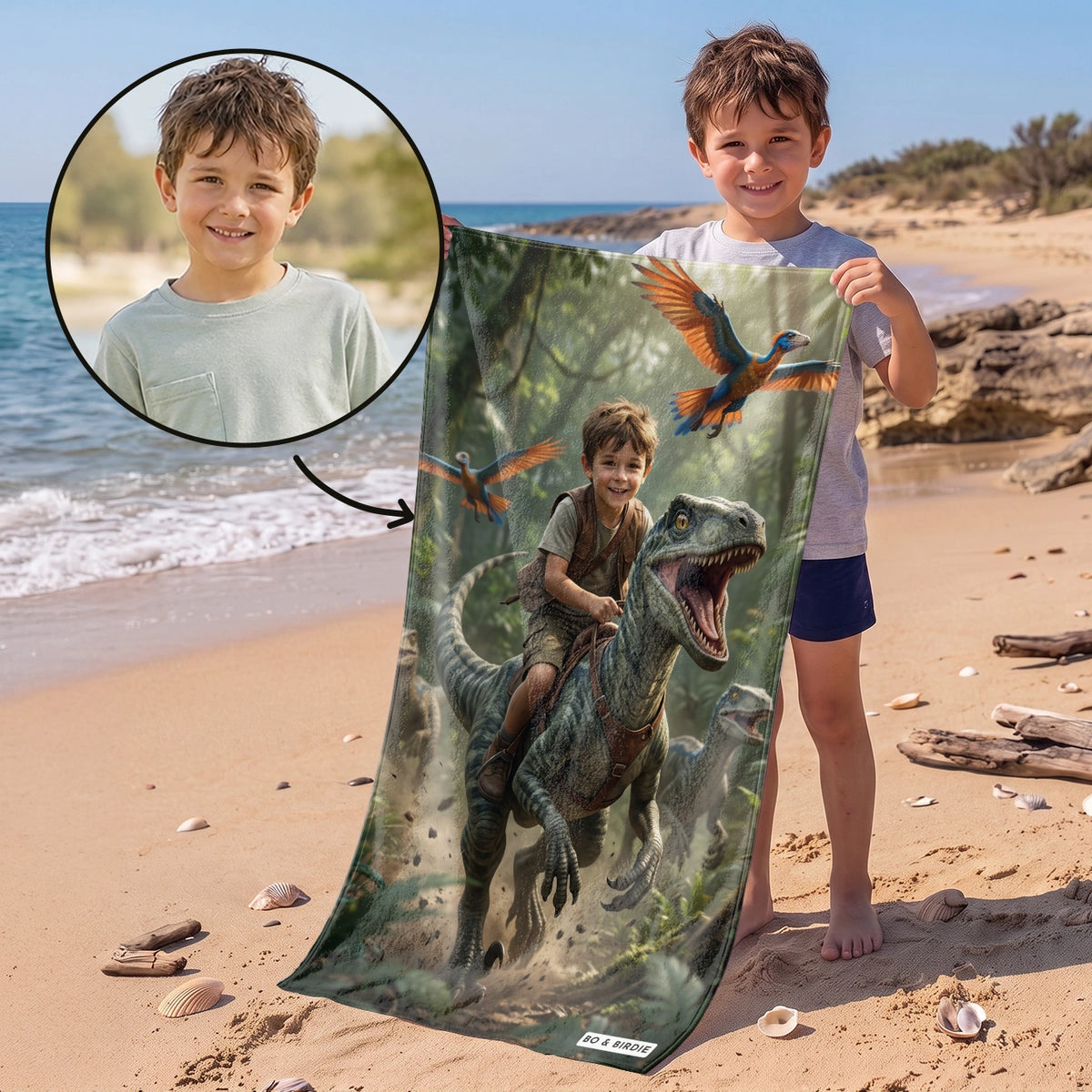 Personalized Bath Towel "Dino"