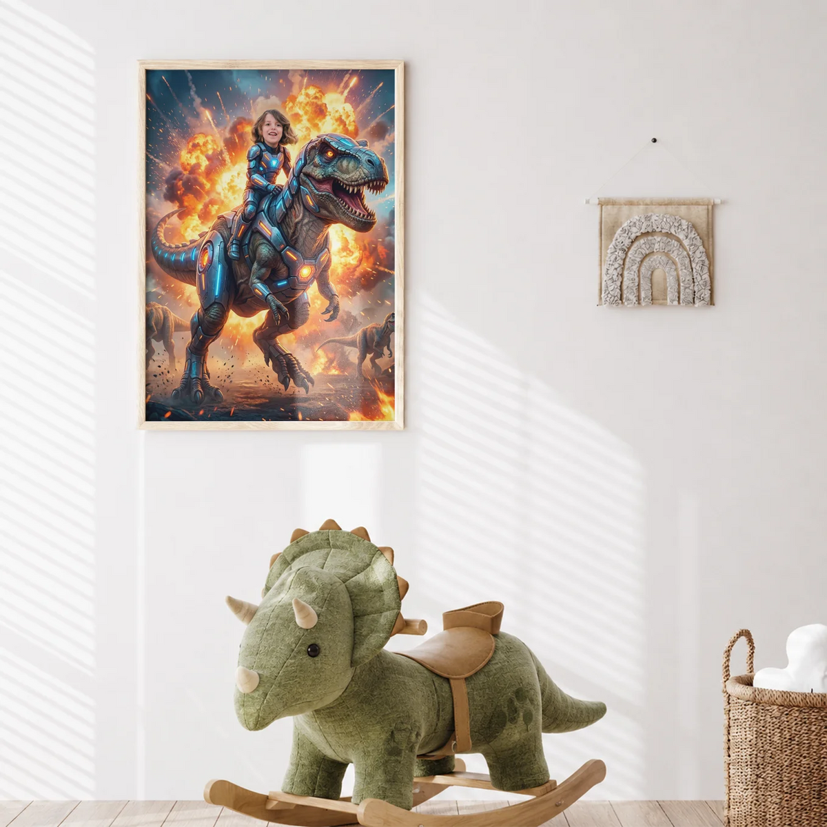 Personalized Kids Poster "T-Rex Rider" — View 4
