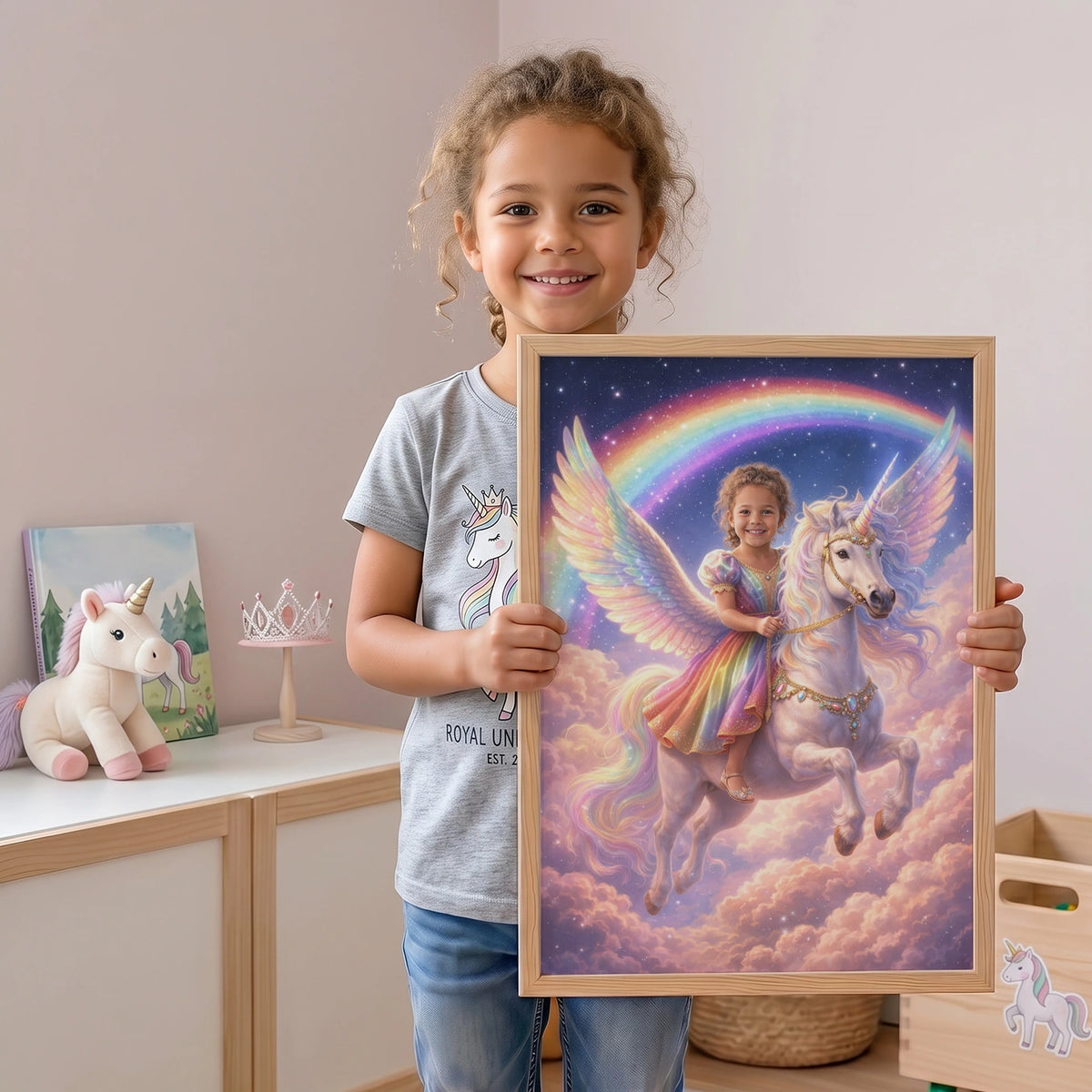 Personalized "Flying Unicorn Princess" Poster — View 3