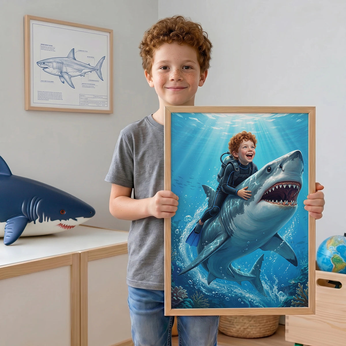 Personalized Kids Poster "Shark" — View 3