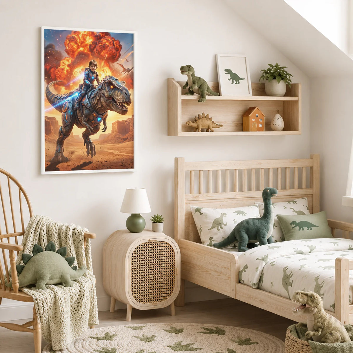 Personalized Kids Poster "T-Rex Rider" — View 6
