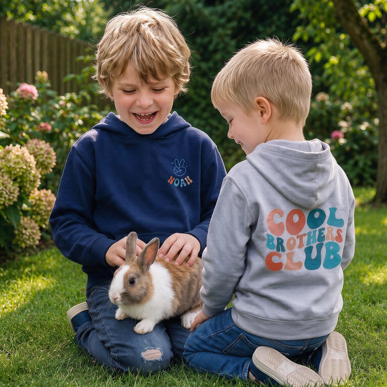 Personalized Kids' Hoodie "Cool Brothers"