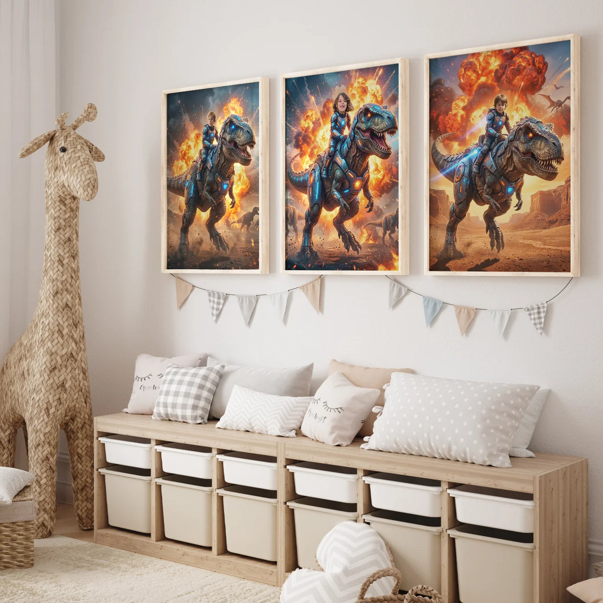Personalized Kids Poster "T-Rex Rider" — View 7