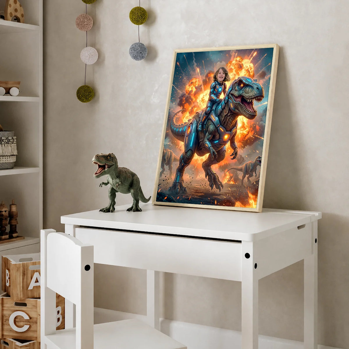 Personalized Kids Poster "T-Rex Rider" — View 8