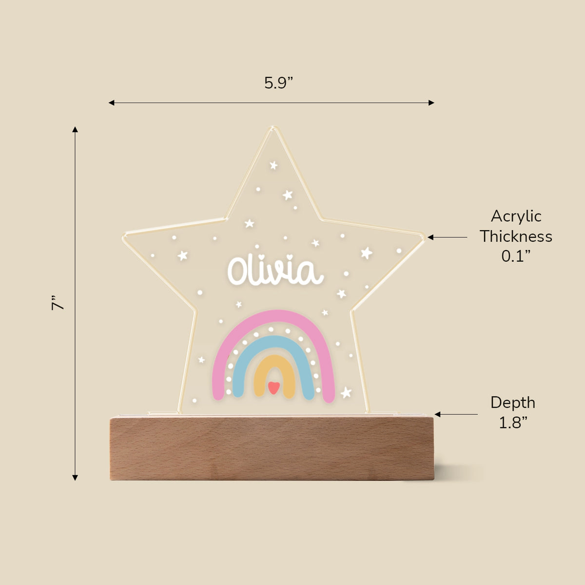 Personalized Night Light Star "Rainbow" β View 9