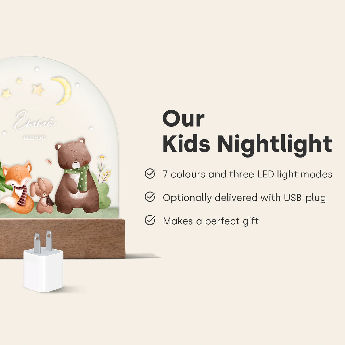 Personalized Night Light "Forest Animals" — View 8