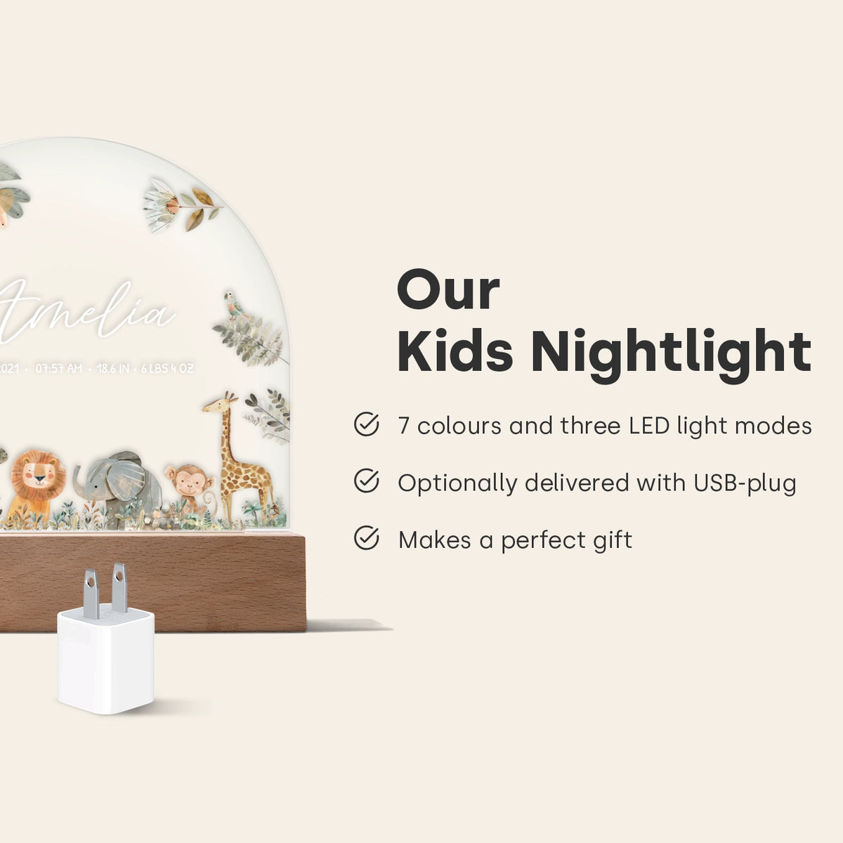 Personalized Night Light "Safari Animals" — View 9