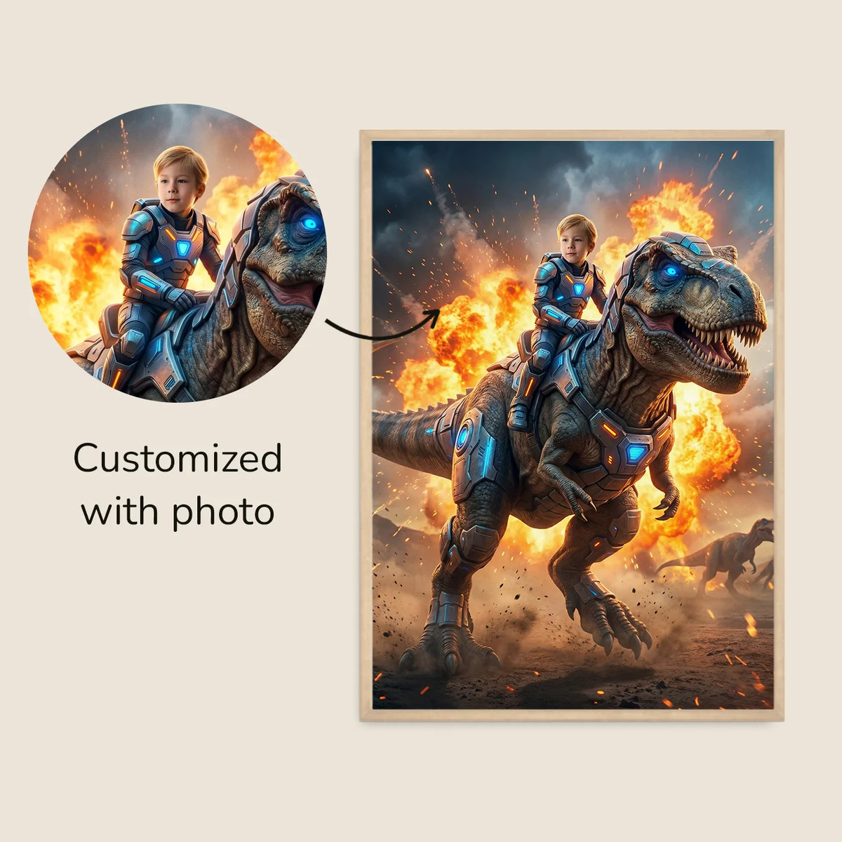 Personalized Kids Poster "T-Rex Rider" — View 11