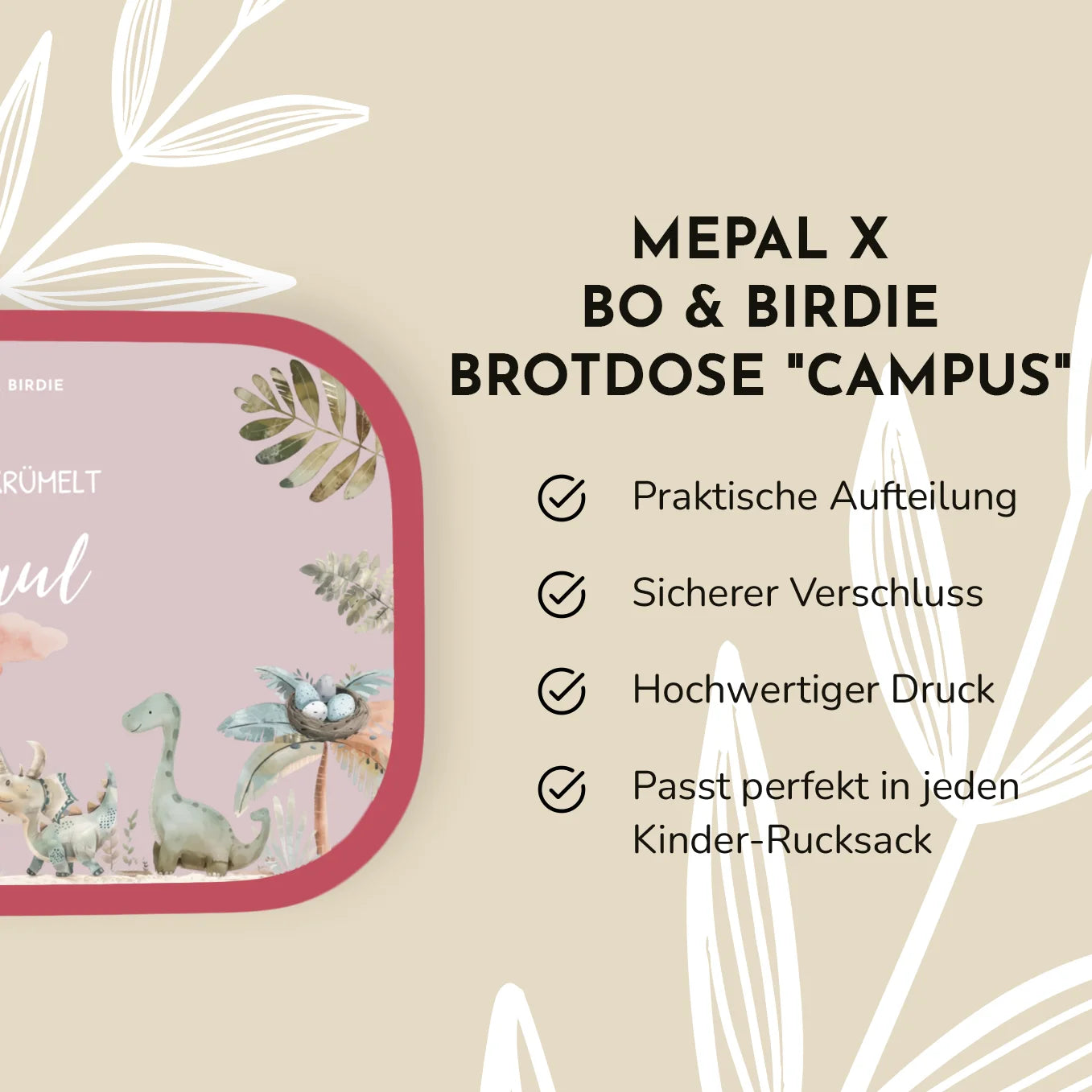 Personalisierte Mepal Brotdose "Dinosaurier" Bo & Birdie