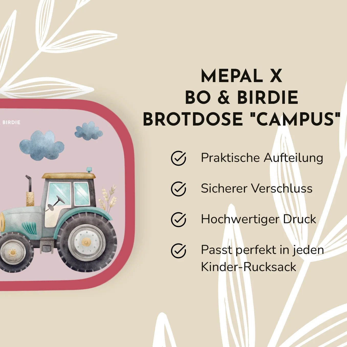 Personalisierte Mepal Brotdose "Traktor" Bo & Birdie