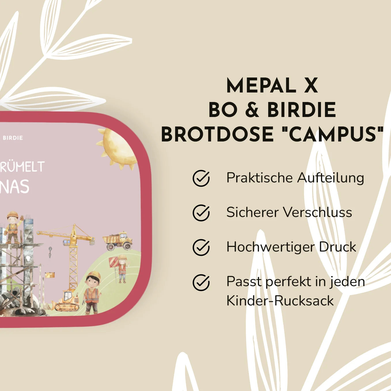 Personalisierte Mepal Brotdose "Baustelle" Bo & Birdie
