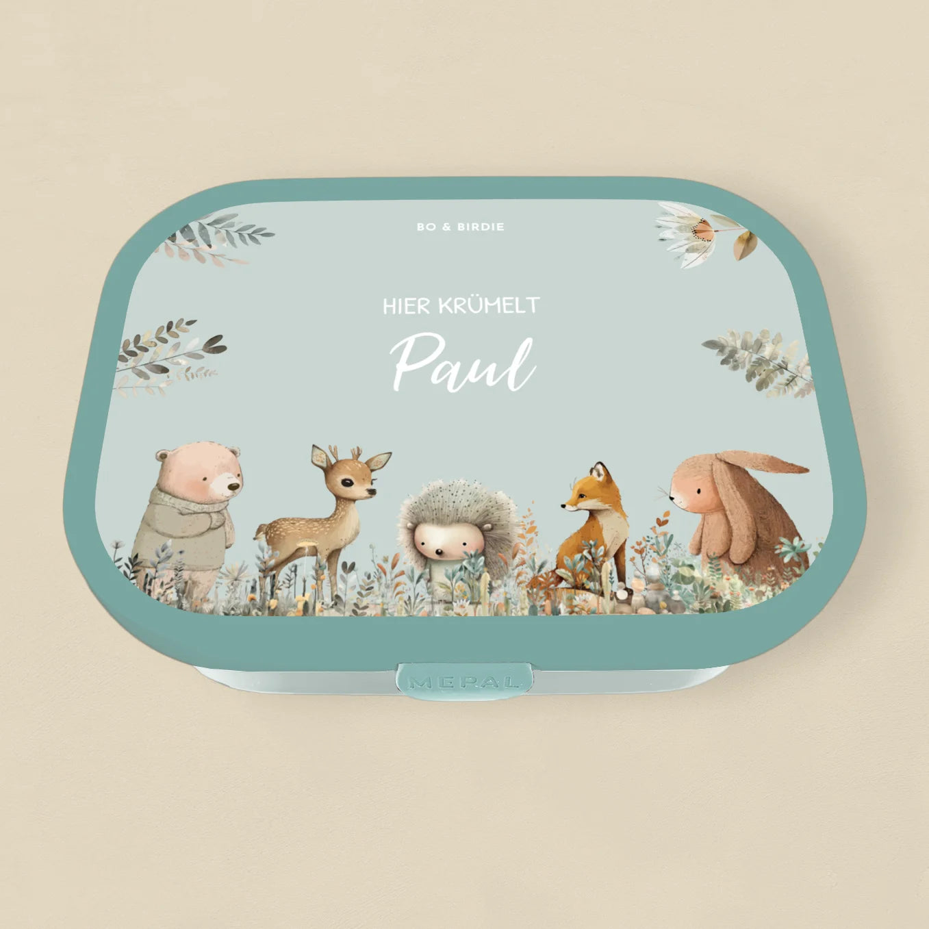 Personalisierte Mepal Brotdose "Aquarell Tiere im Wald" Bo & Birdie