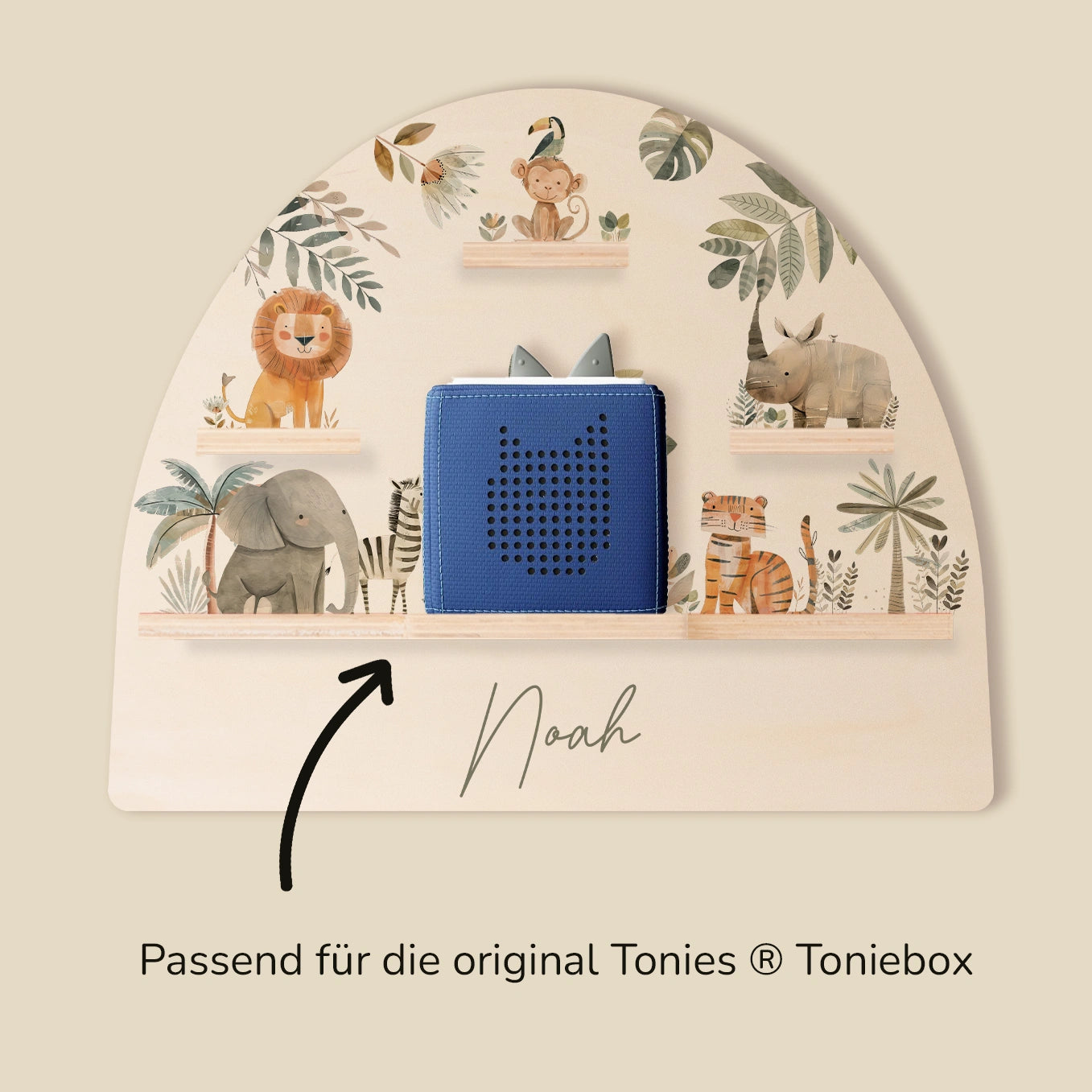 Personalisiertes Toniebox Regal "Safari Tiere"