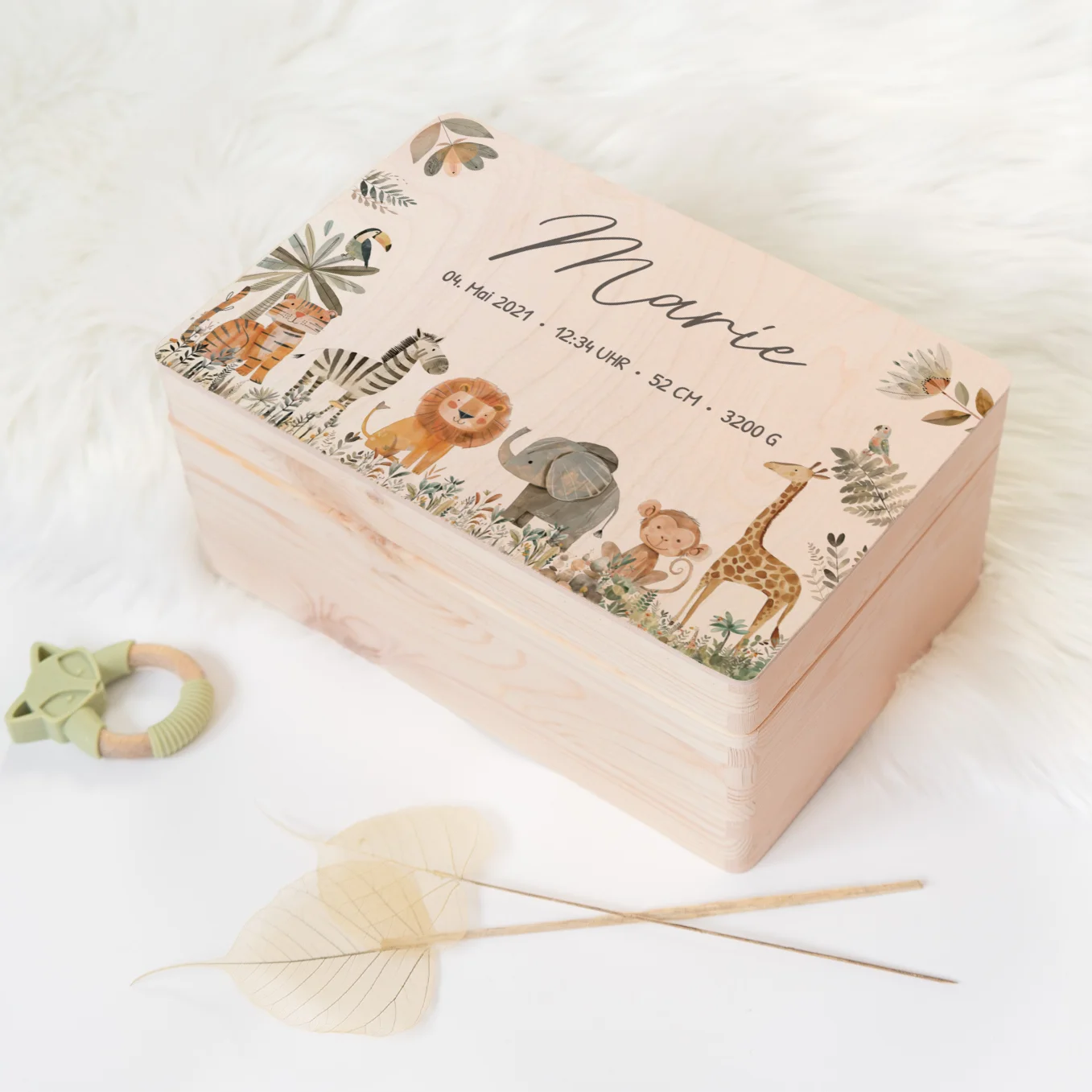 Personalisierte Erinnerungsbox "Safari Tiere"