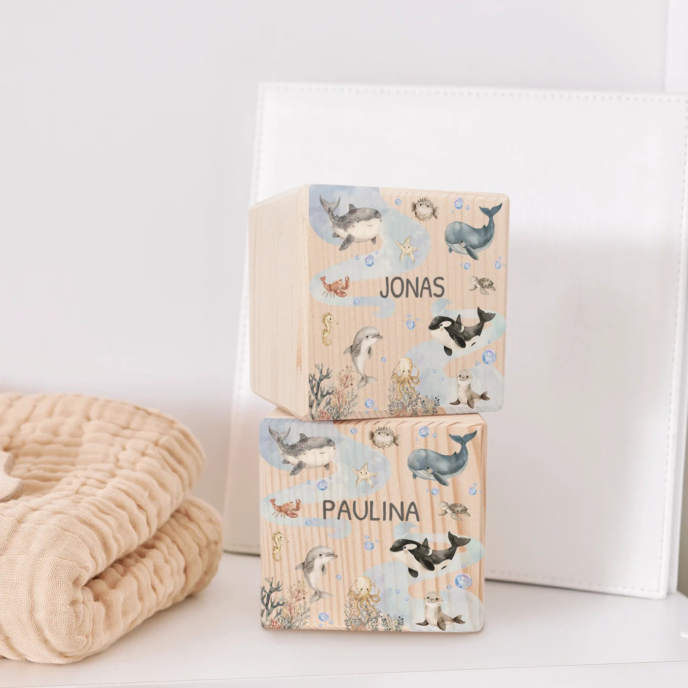 Personalized wooden money box "Ocean"