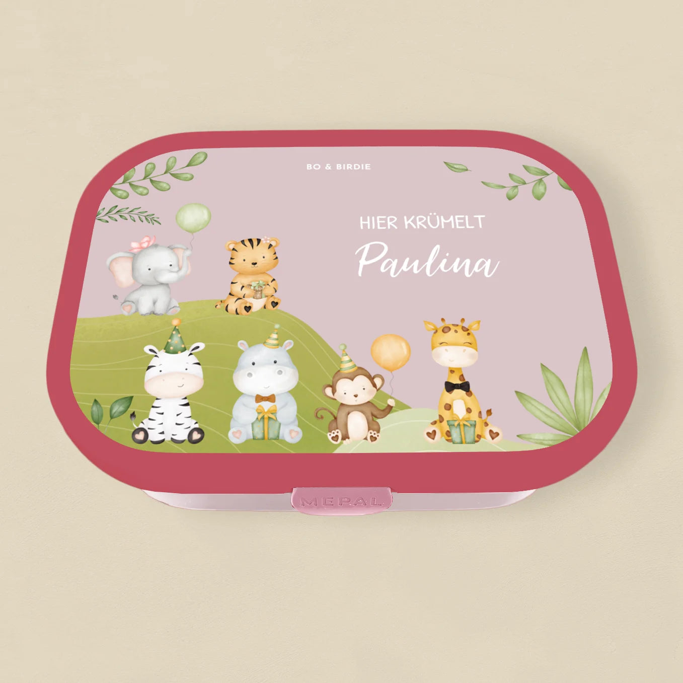 Personalisierte Mepal Brotdose "Tierparty" Bo & Birdie