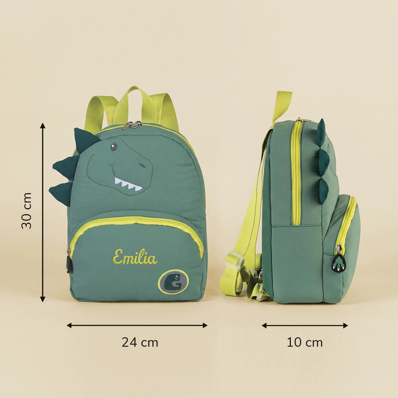 Personalisierter Kinderrucksack "Dino" mit Stick