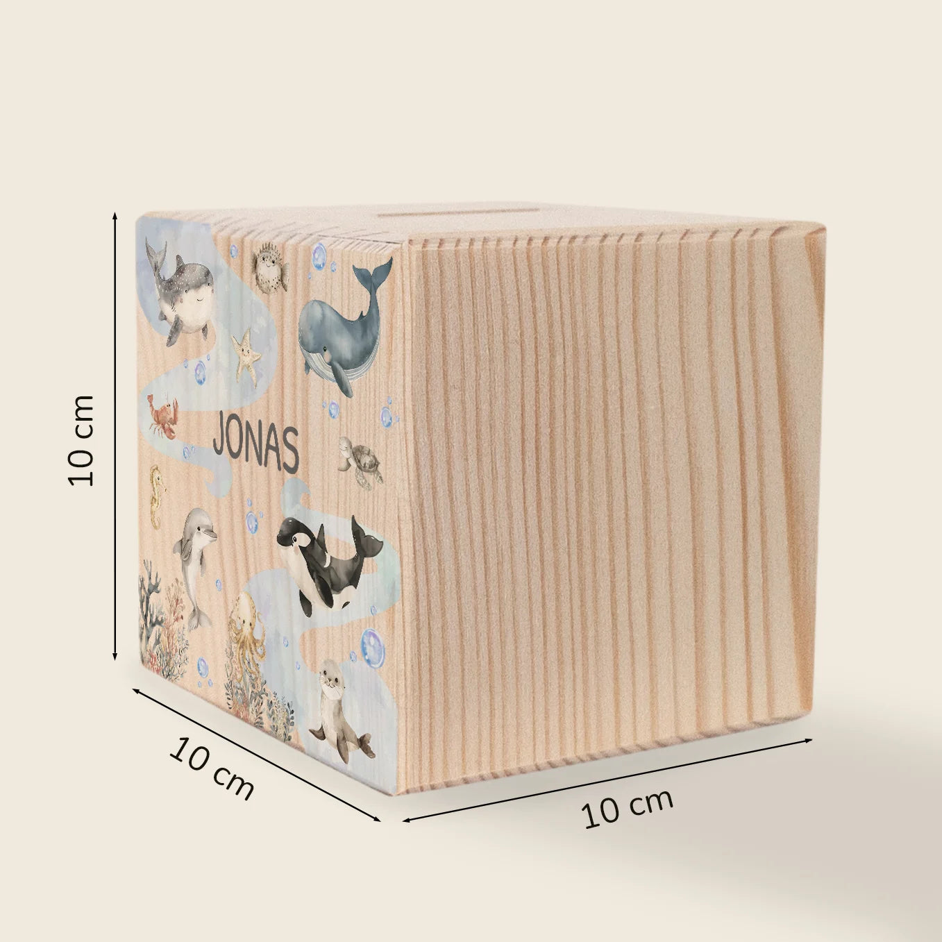 Personalized wooden money box "Ocean"