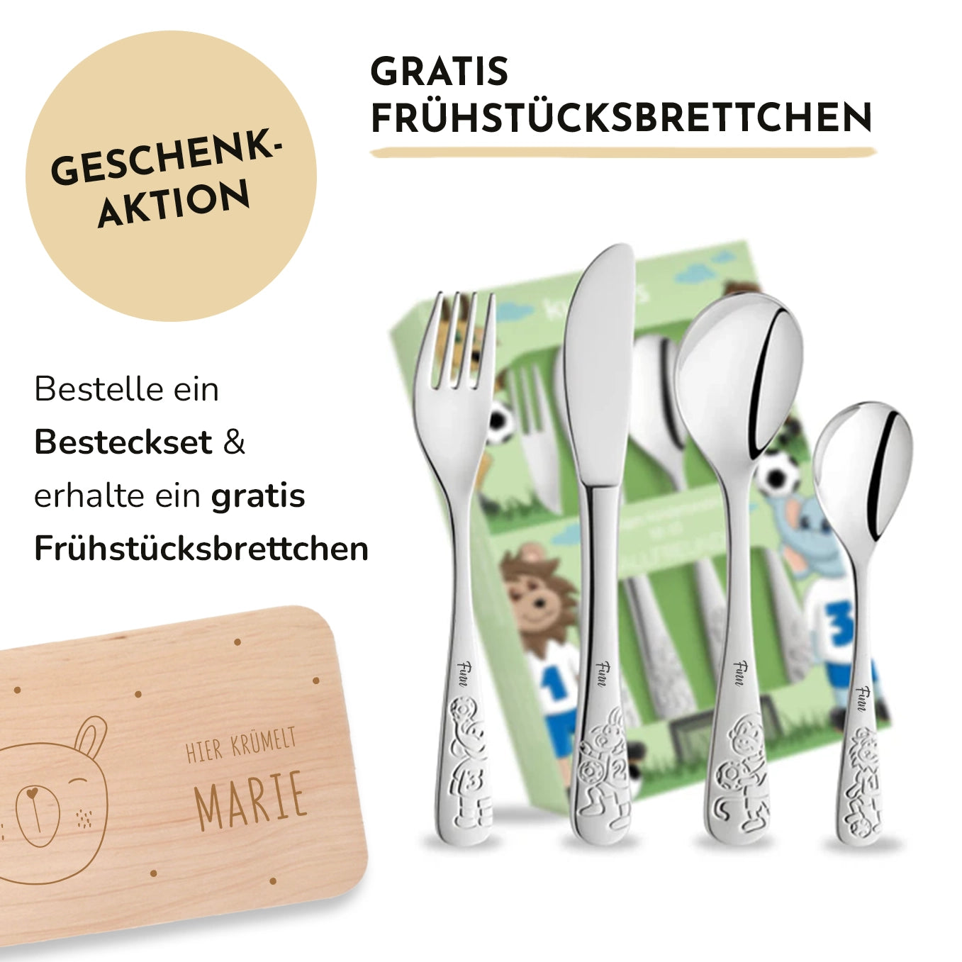 Personalisiertes Amefa Kinderbesteck "Fußball"