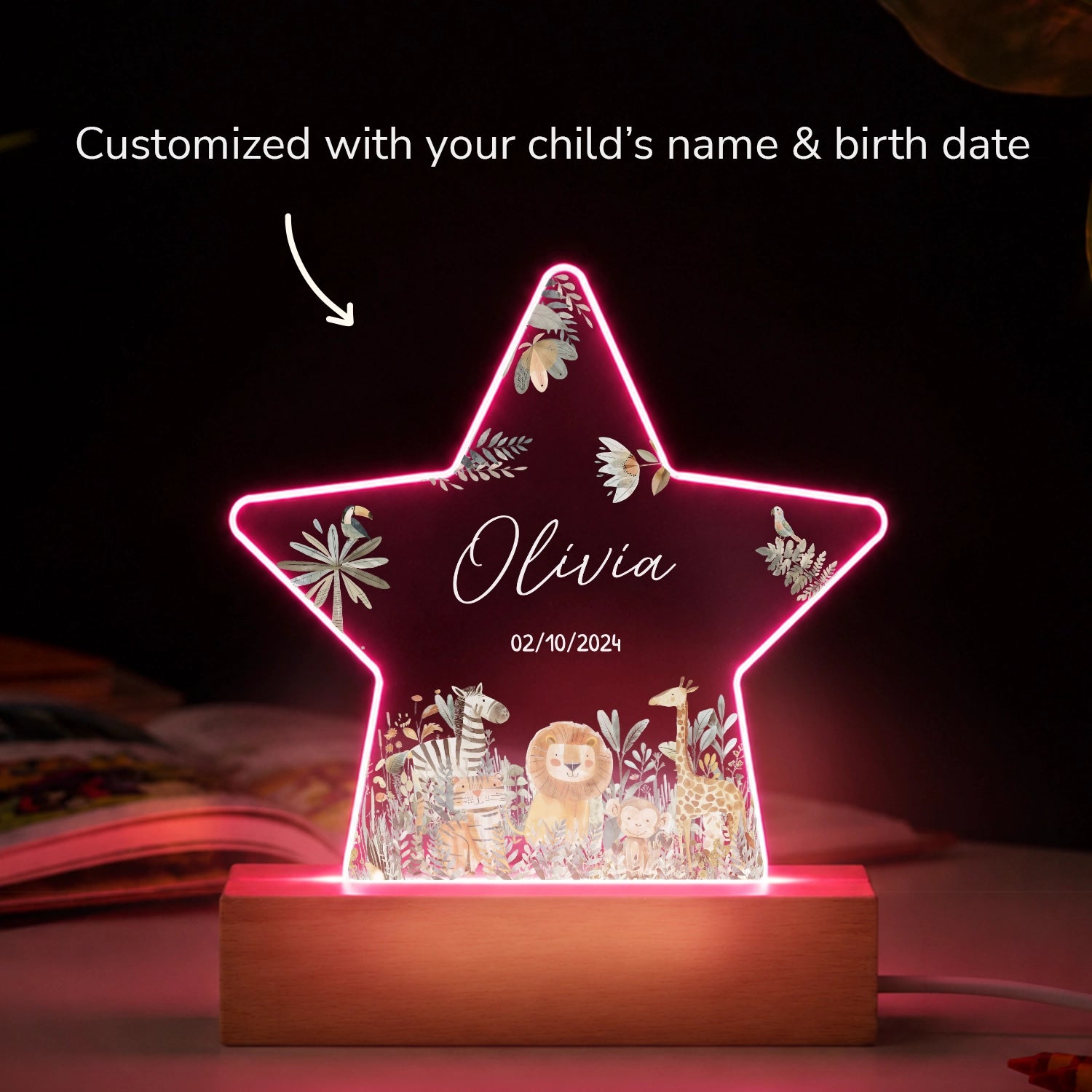 Personalized Star Nightlight "Safari Animals"
