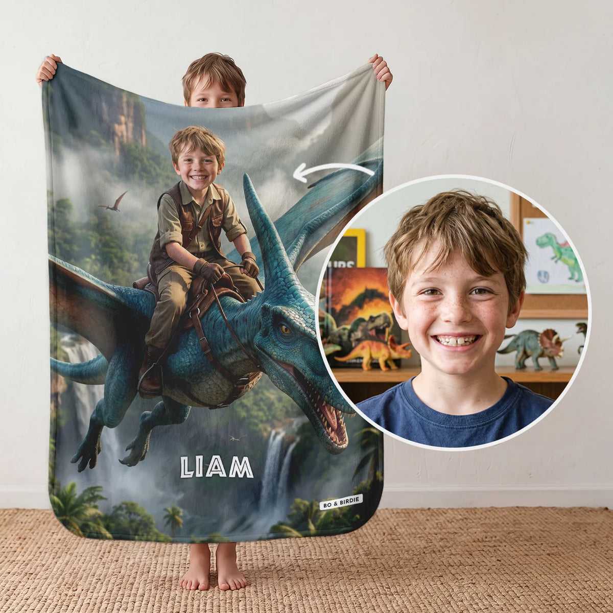 Personalized Blanket "Flying Dino"