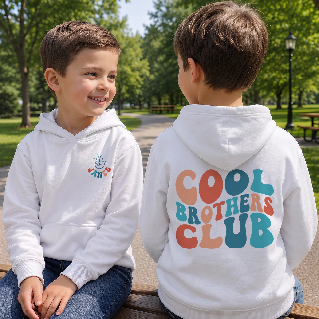 Personalized Kids' Hoodie "Cool Brothers"
