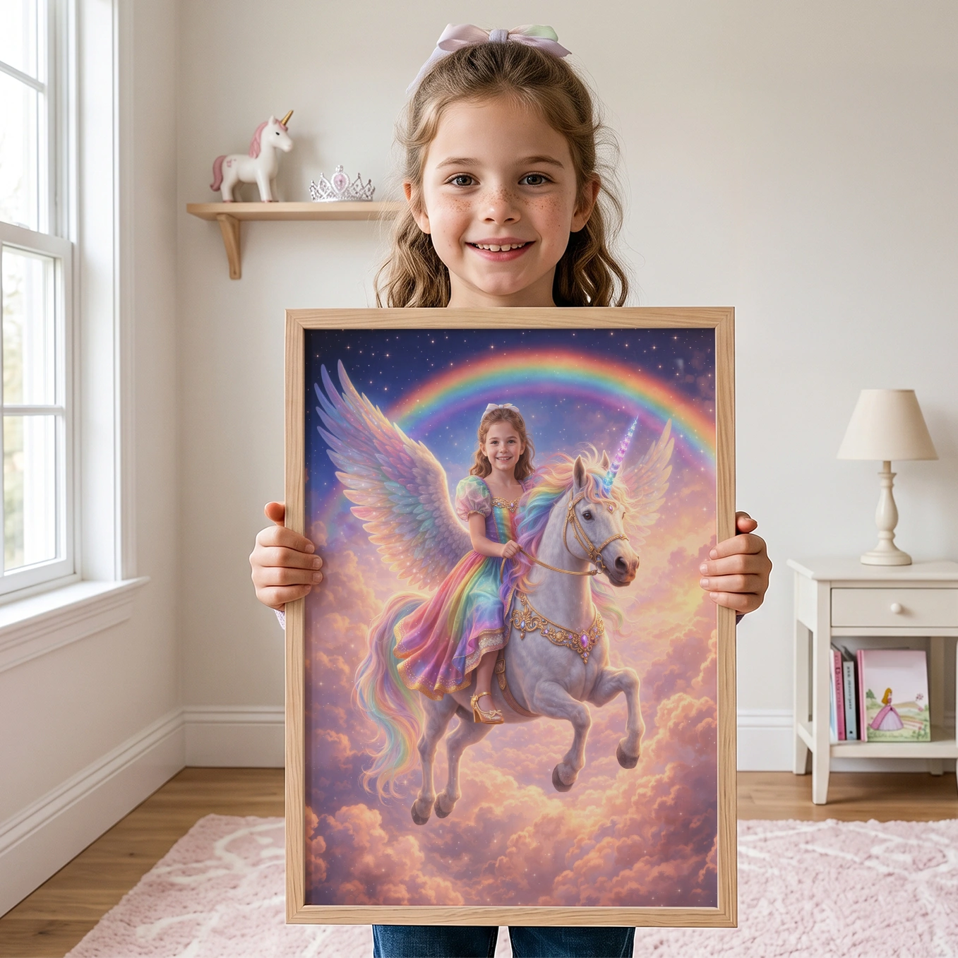 Personalized "Flying Unicorn Princess" Poster