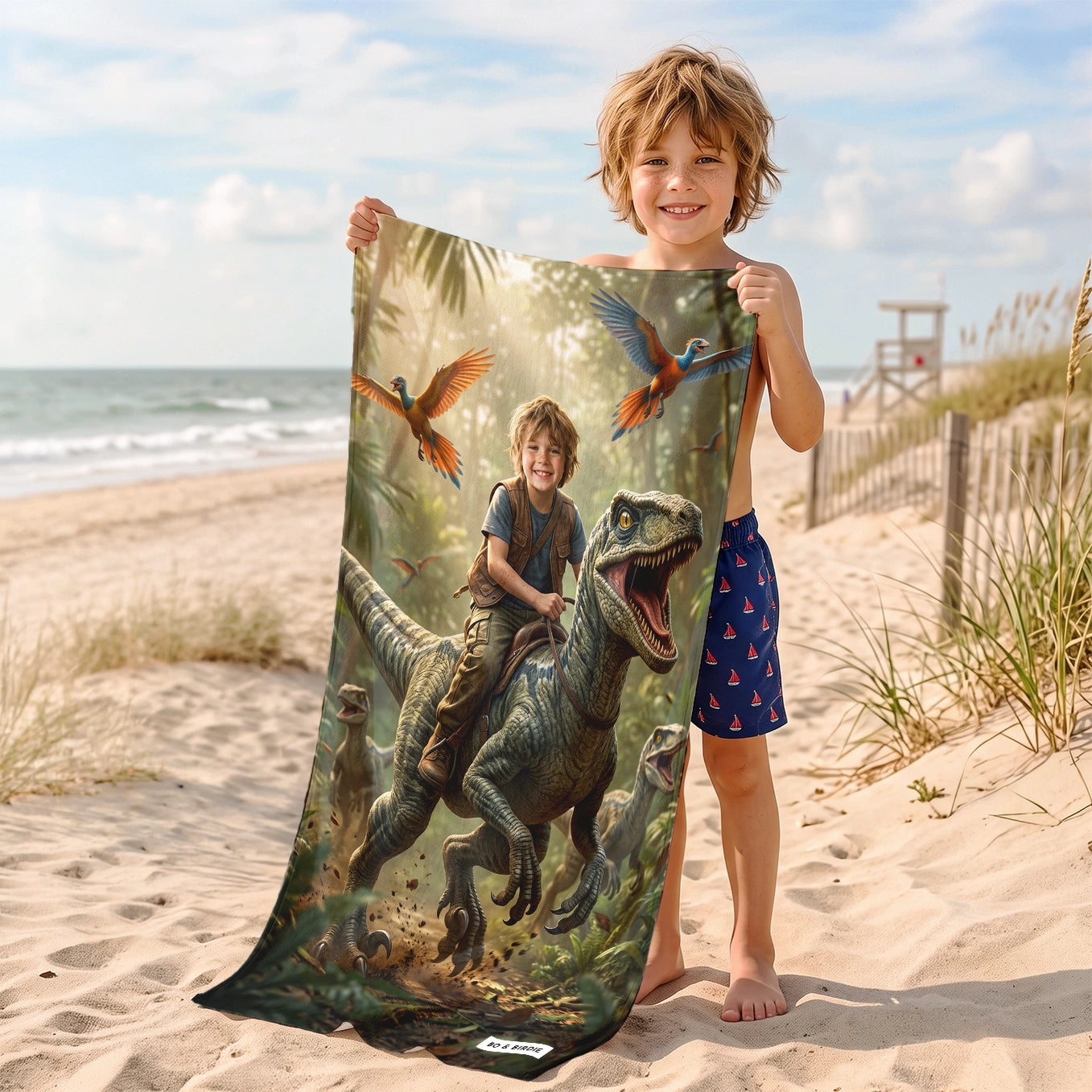 Personalized Bath Towel "Dino"