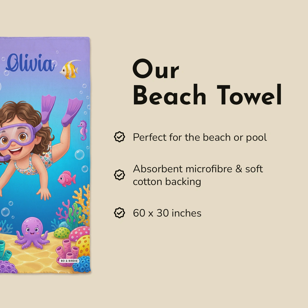 Personalized "Snorkel" Kids Bath Towel — View 6
