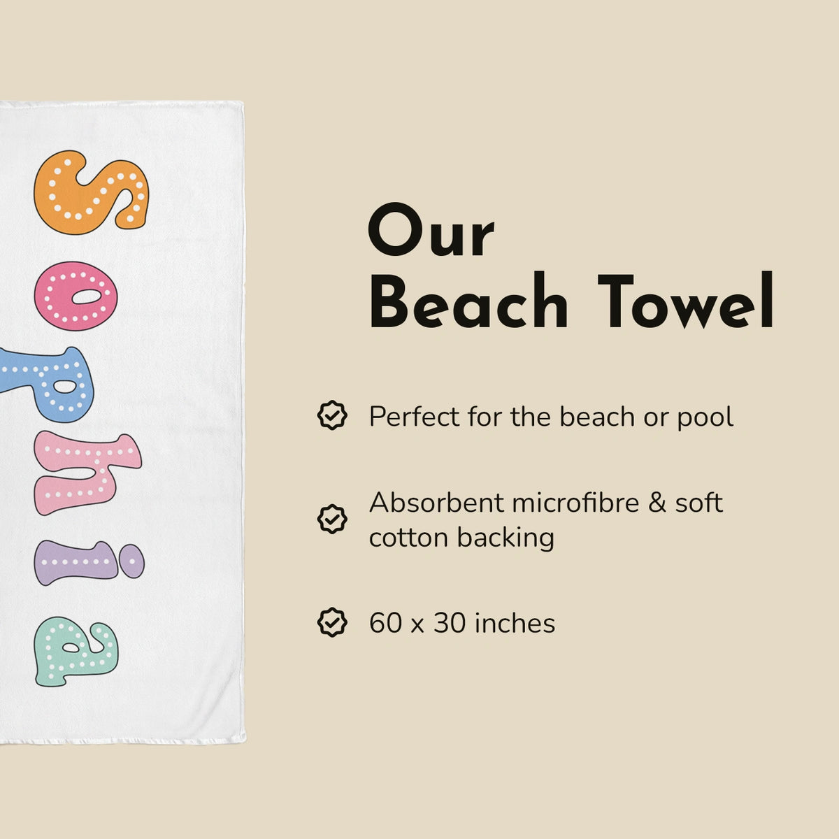 Personalized Kids Bath Towel "name" — View 3