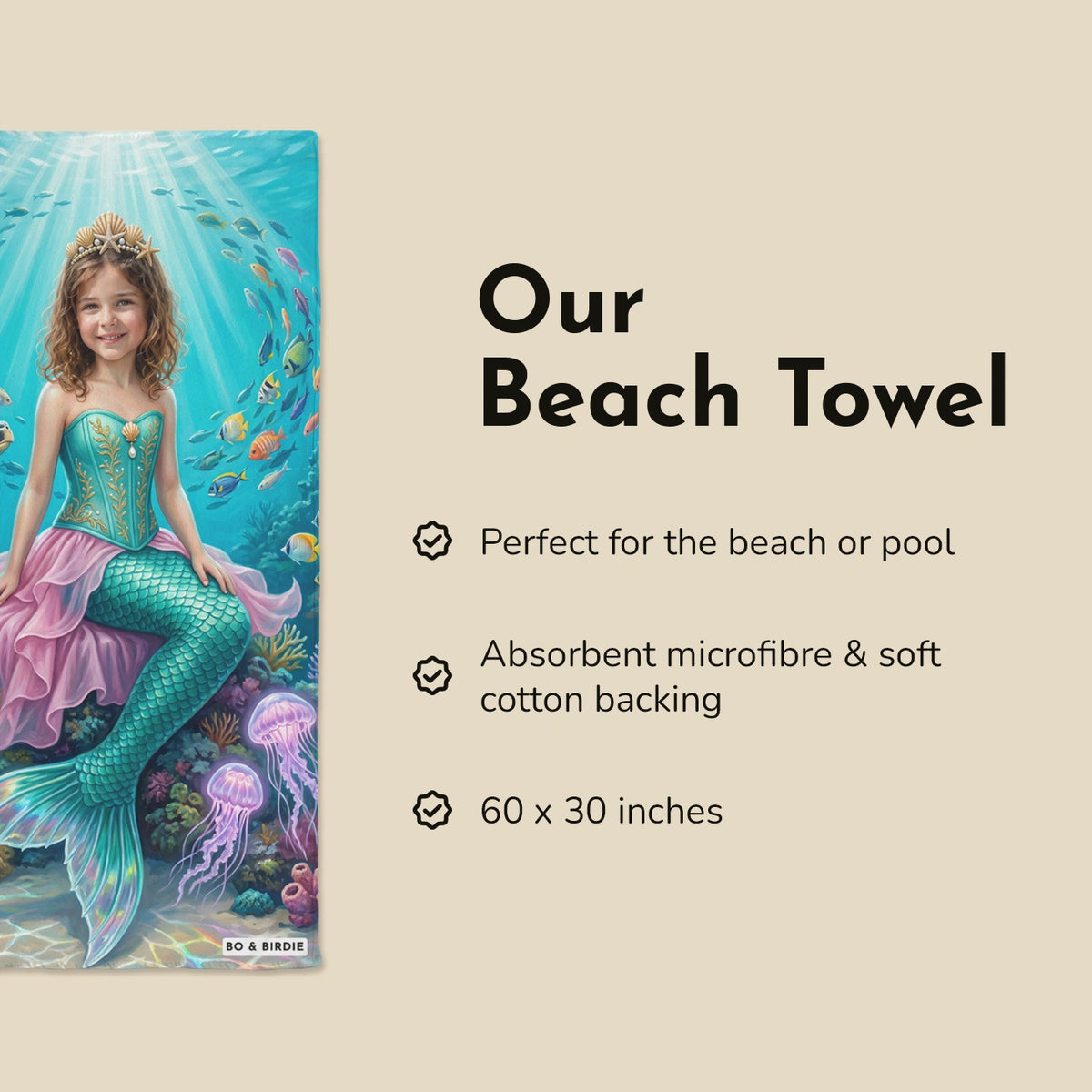 Personalized Beach Towel "Mermaid" — View 6