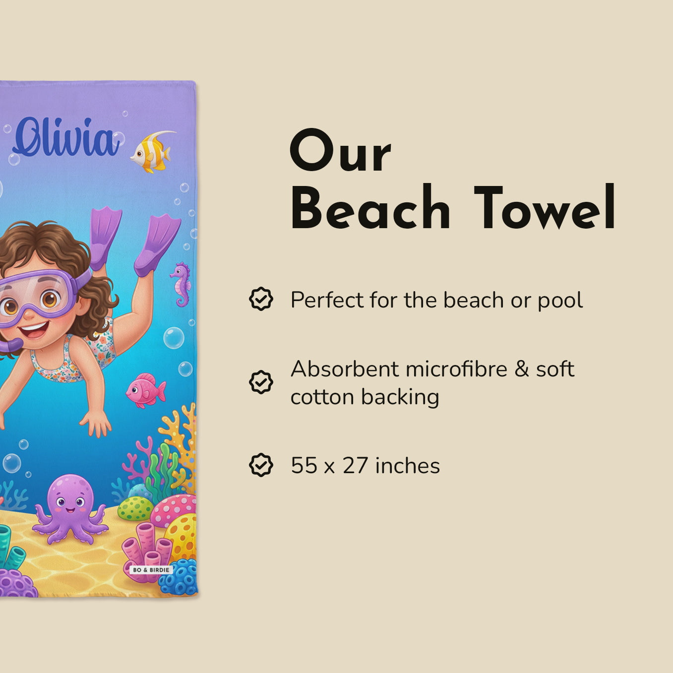 Personalized "Snorkel" Kids Bath Towel