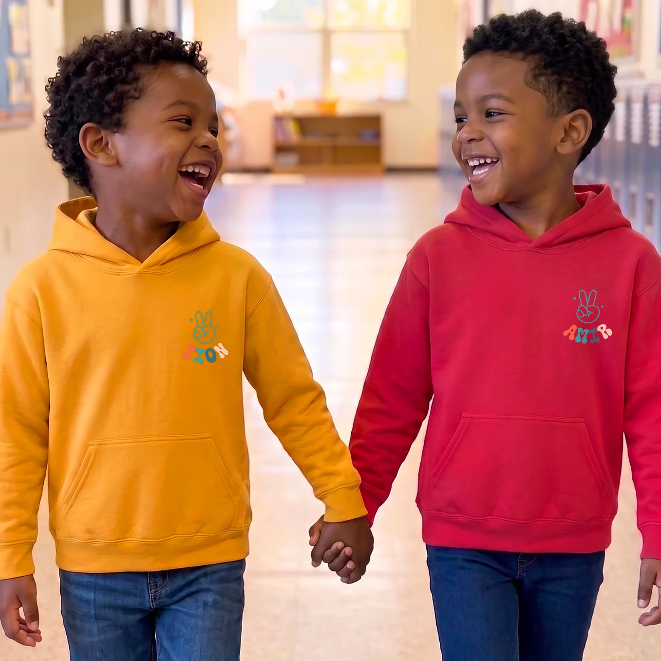 Personalized Kids' Hoodie "Cool Brothers"