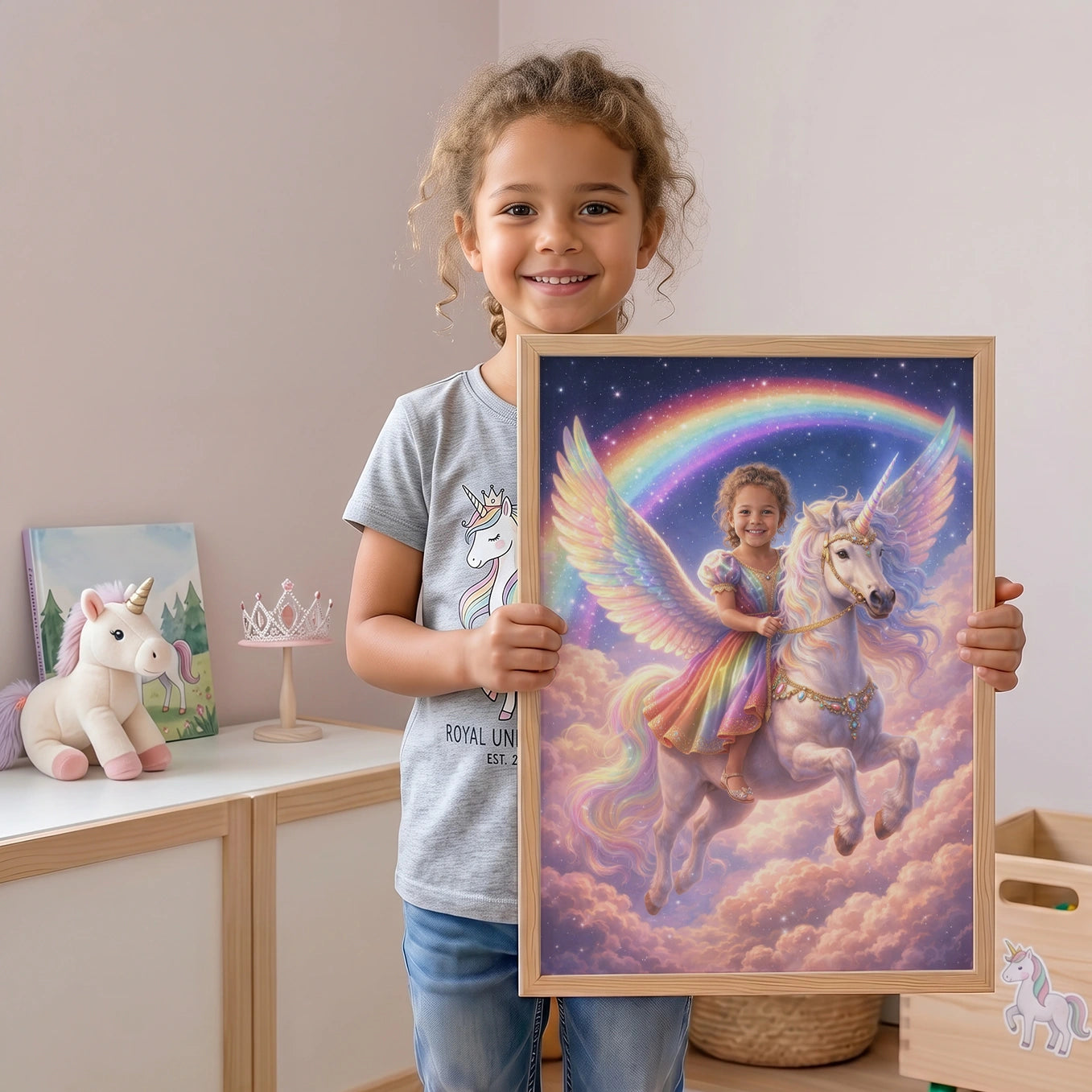 Personalized "Flying Unicorn Princess" Poster