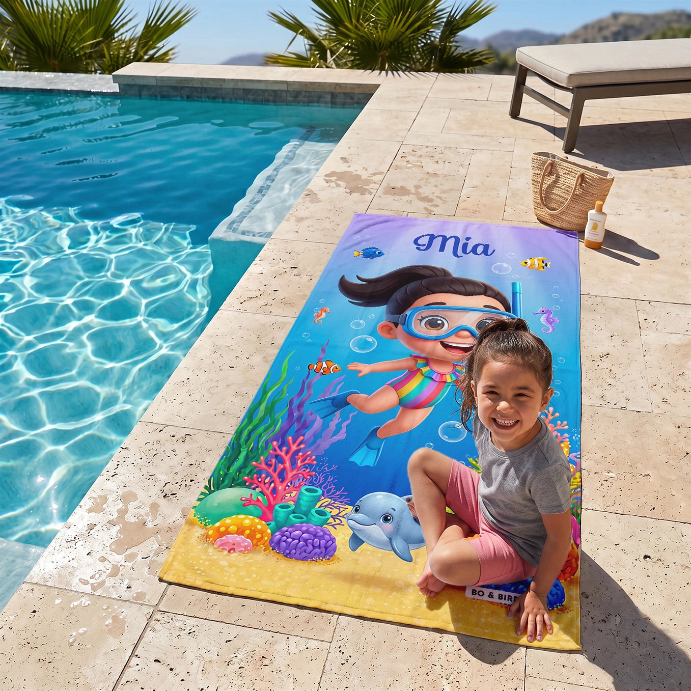 Personalized "Snorkel" Kids Bath Towel