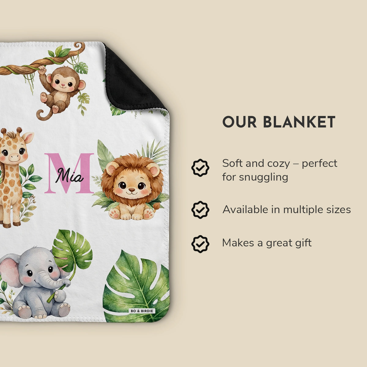 Personalized Blanket "Safari Animals"
