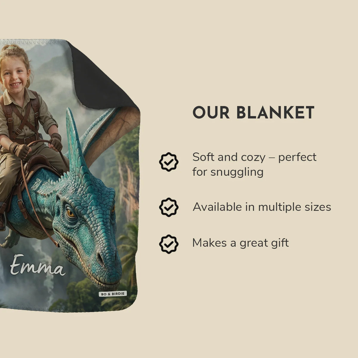 Personalized Blanket "Flying Dino"