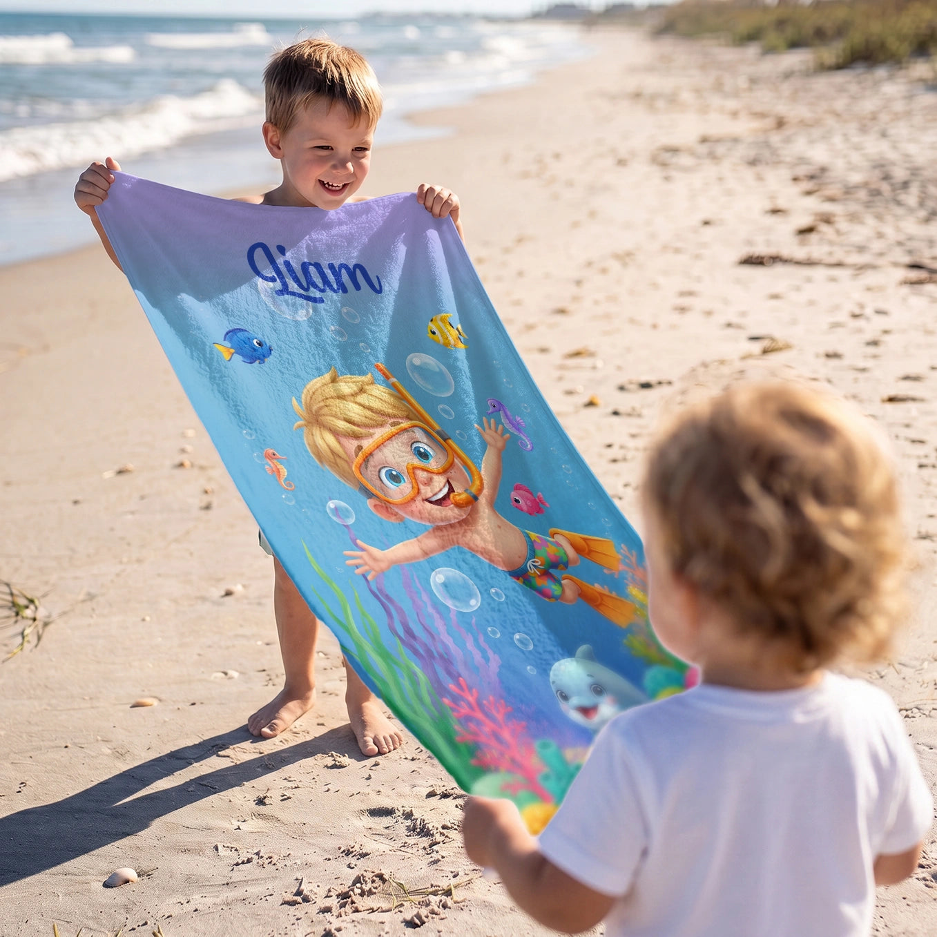 Personalized "Snorkel" Kids Bath Towel