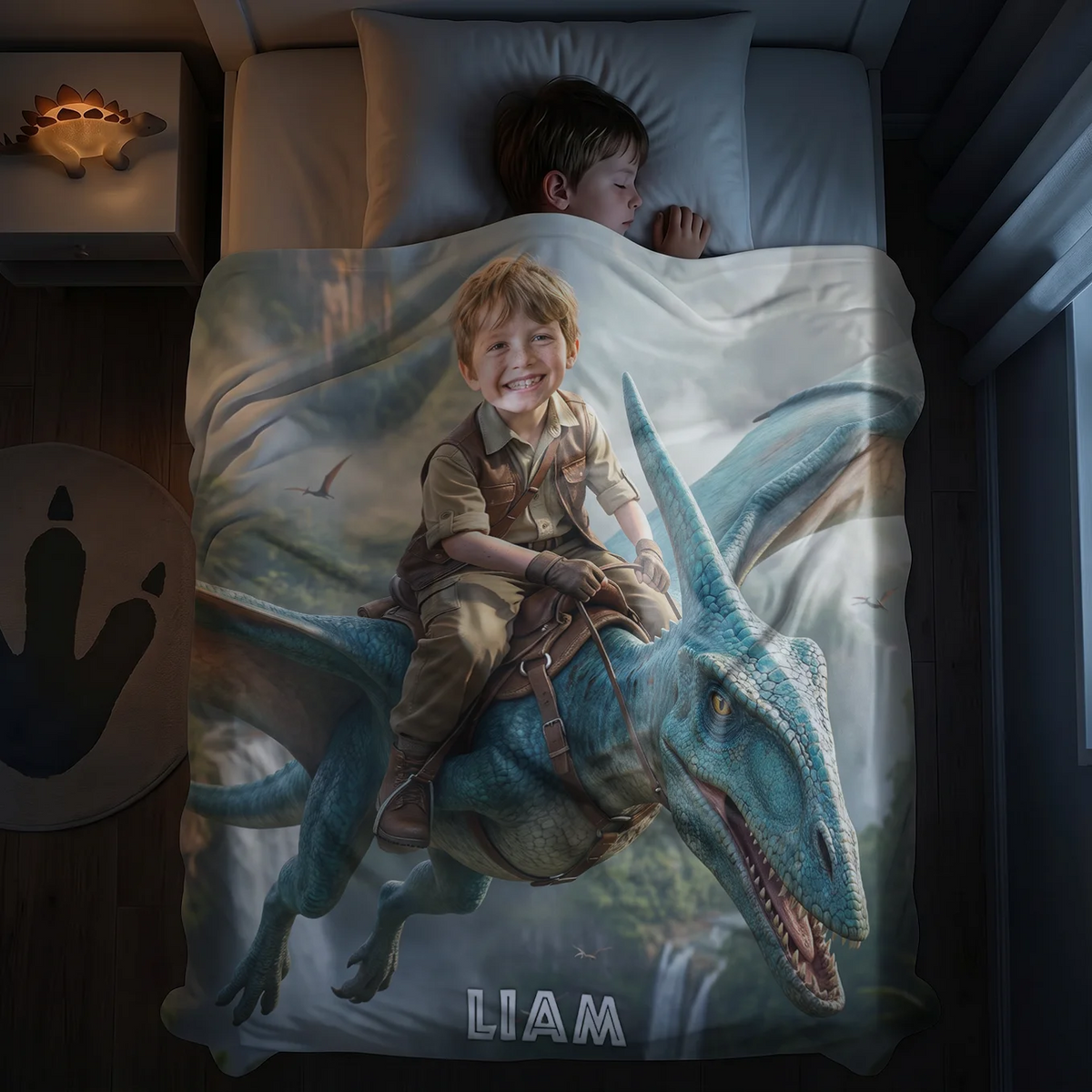 Personalized Blanket "Flying Dino"