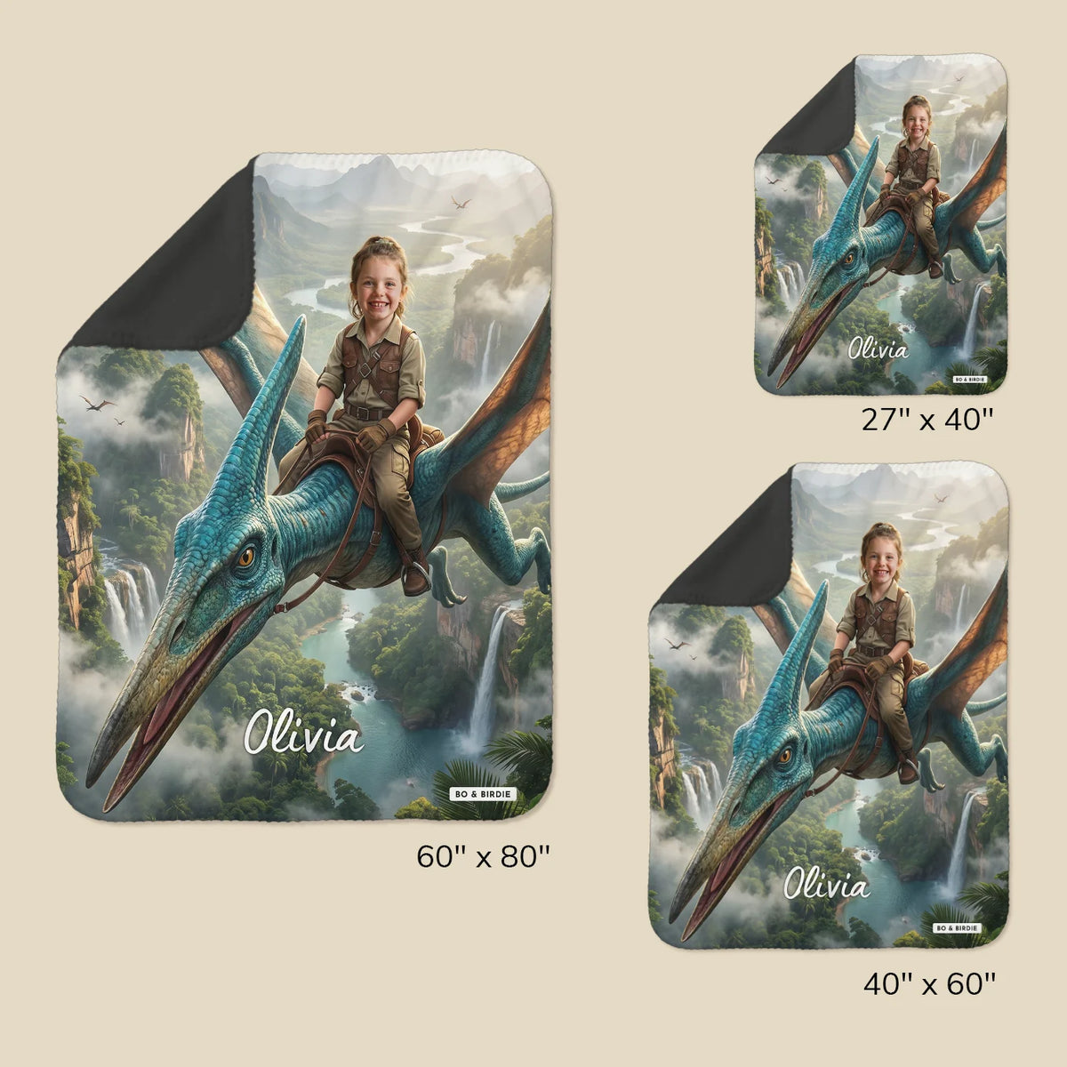 Personalized Blanket "Flying Dino"