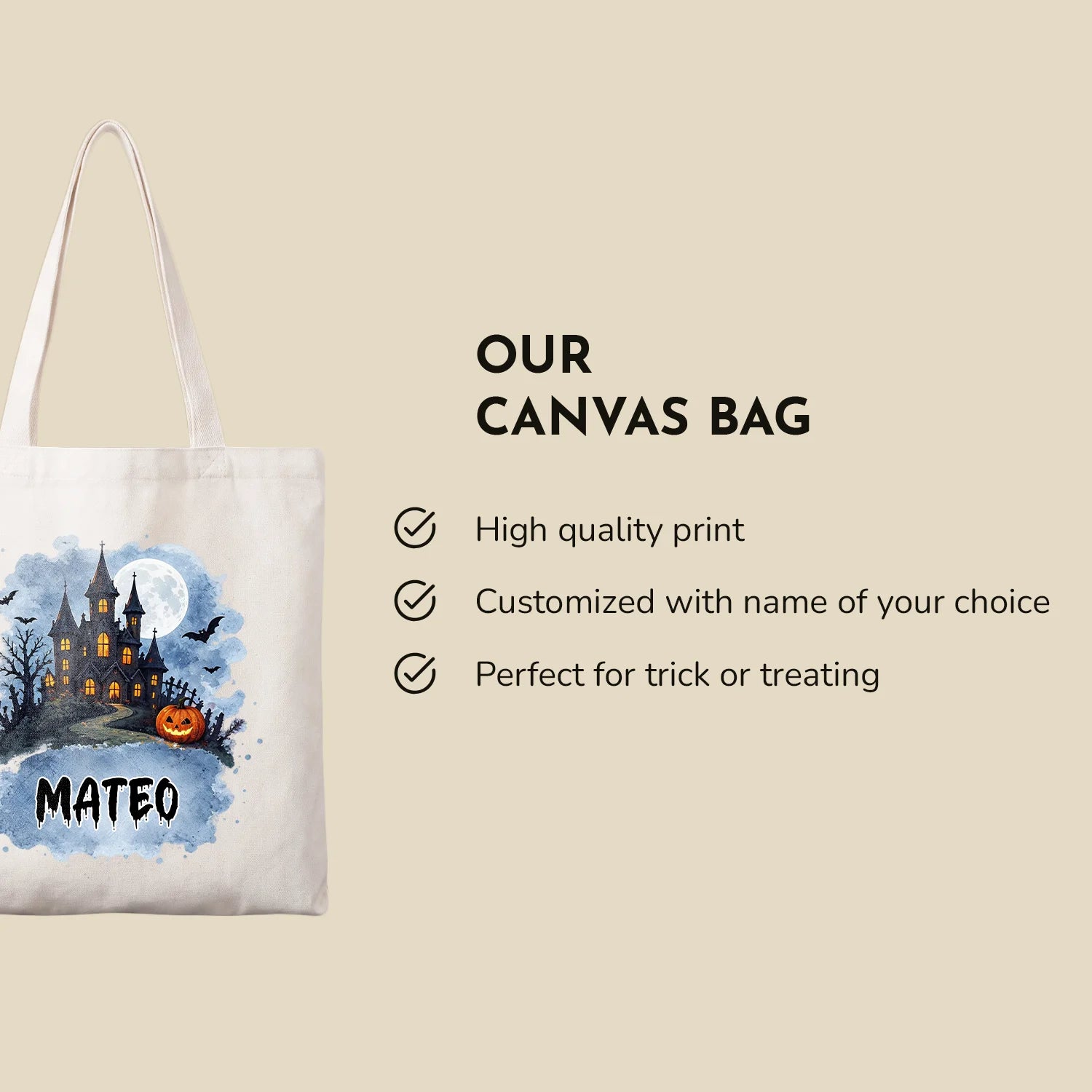 Personalisierte Stofftasche "Spooky Name" — Ansicht 6