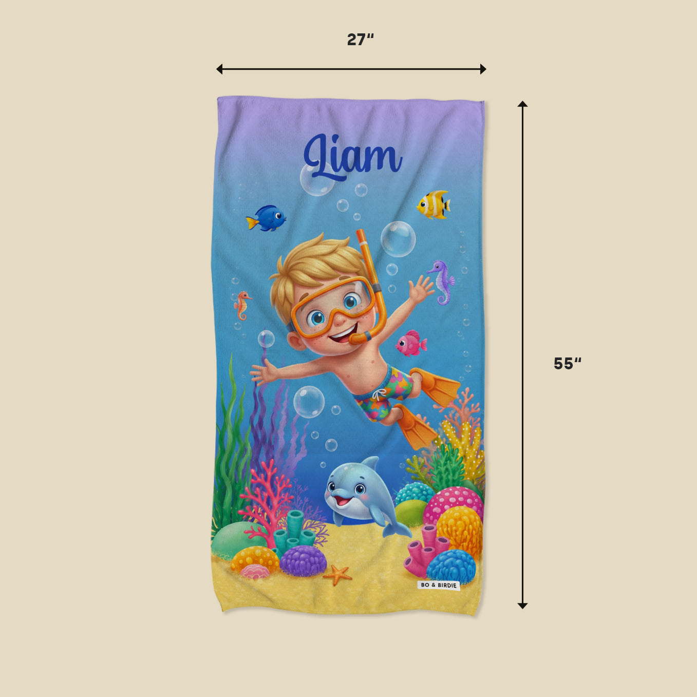 Personalized "Snorkel" Kids Bath Towel