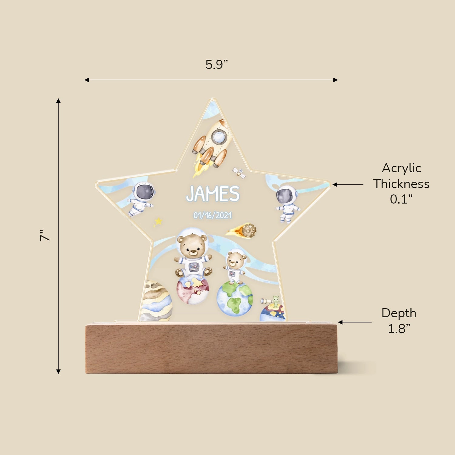 Personalized Star Night Light "Astronaut"