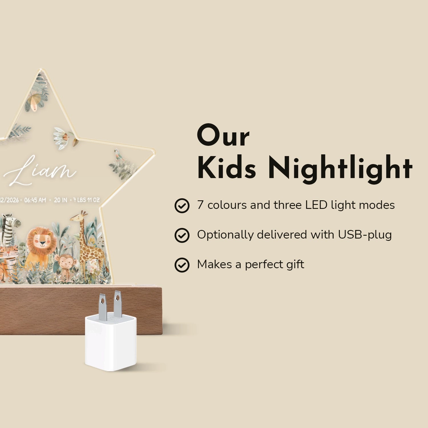 Personalized Star Nightlight "Safari Animals"