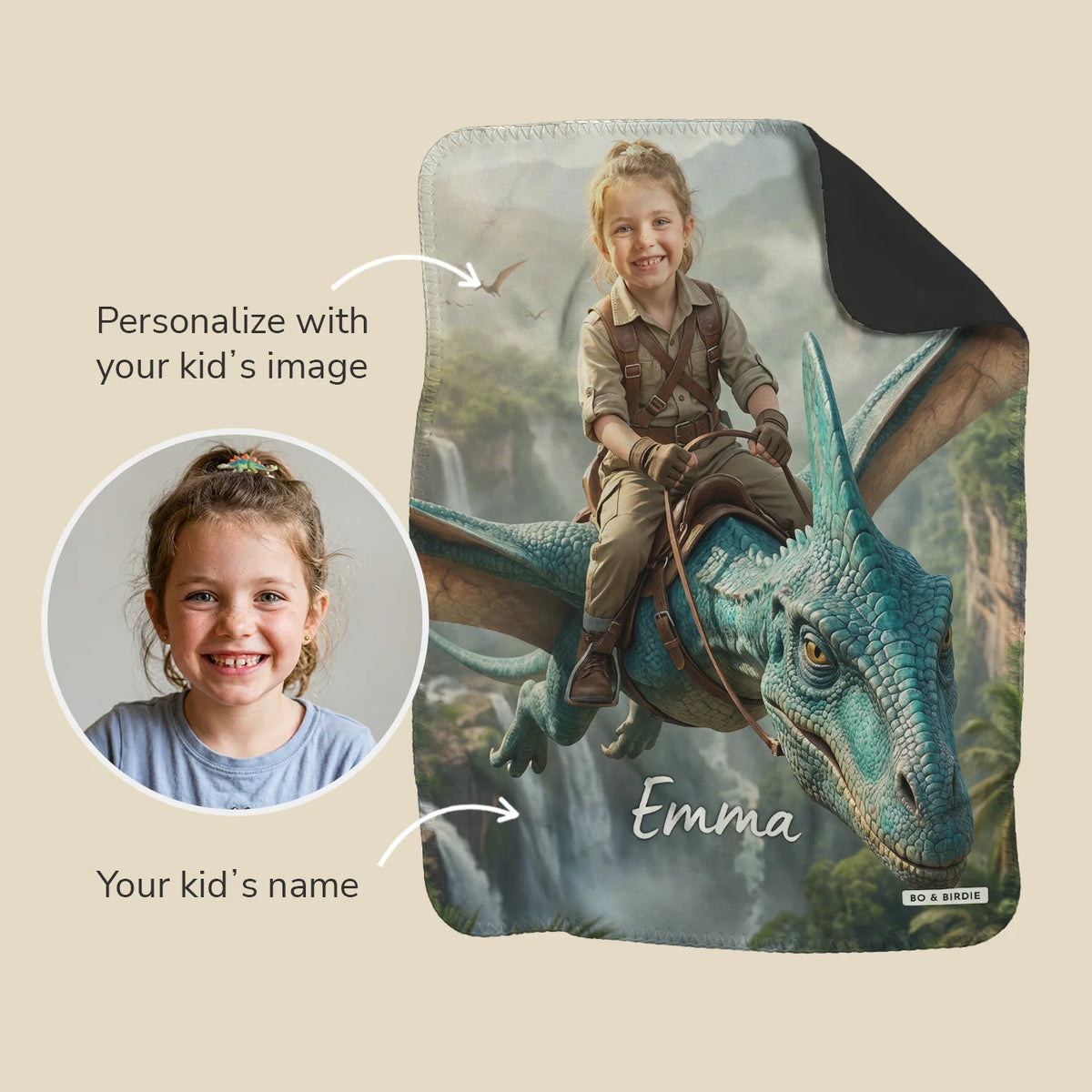 Personalized Blanket "Flying Dino"